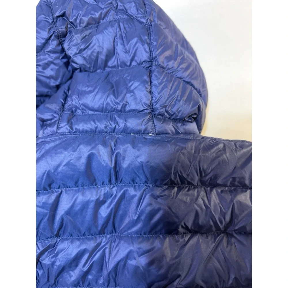 Roots Canada Womens Blue 700 Fill Down Puffer Coat Sz XS Warm Cozy Full Zip Hood